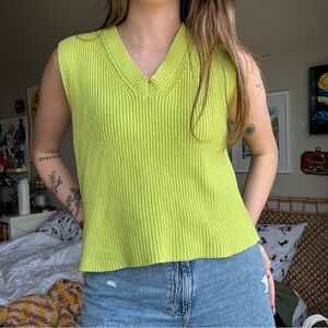 Zara Bright Green V-Neck Knitted Vest